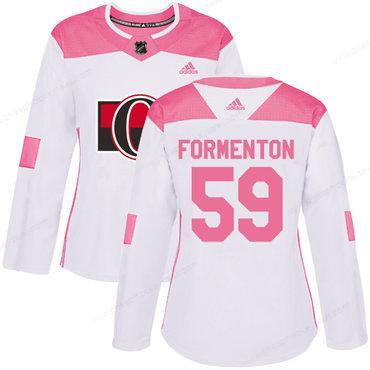 Adidas Women’s Alex Formenton Authentic White Pink Jersey NHL #59 Ottawa Senators Fashion