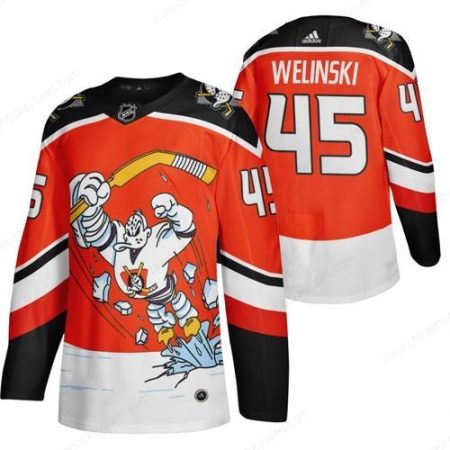 Anaheim Ducks #45 Andy Welinski Red Men’s Adidas 2020-21 Reverse Retro Alternate NHL Jersey