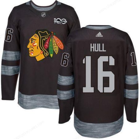 Blackhawks #16 Bobby Hull Black 1917-2017 100Th Anniversary Stitched NHL Jersey