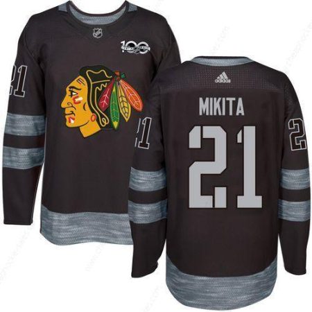 Blackhawks #21 Stan Mikita Black 1917-2017 100Th Anniversary Stitched NHL Jersey