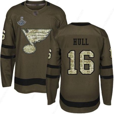 Blues #16 Brett Hull Green Salute To Service Stanley Cup Champions Stitched Hockey Jersey