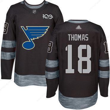 Blues #18 Robert Thomas Black 1917-2017 100Th Anniversary Stitched Hockey Jersey