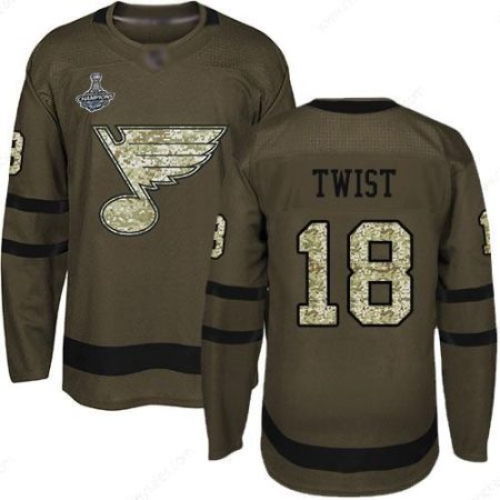 Blues #18 Tony Twist Green Salute To Service Stanley Cup Champions Stitched Hockey Jersey