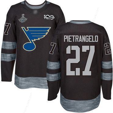 Blues #27 Alex Pietrangelo Black 1917-2017 100Th Anniversary Stanley Cup Champions Stitched Hockey Jersey