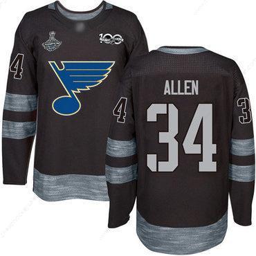 Blues #34 Jake Allen Black 1917-2017 100Th Anniversary Stanley Cup Champions Stitched Hockey Jersey