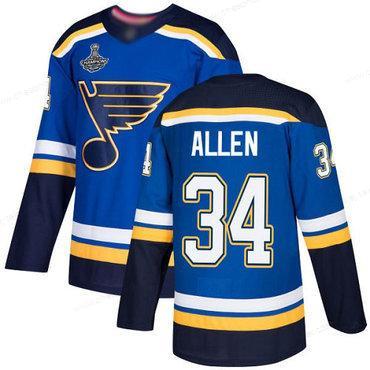 Blues #34 Jake Allen Blue Home Authentic Stanley Cup Champions Stitched Hockey Jersey