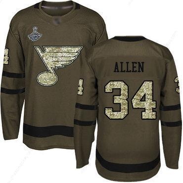 Blues #34 Jake Allen Green Salute To Service Stanley Cup Champions Stitched Hockey Jersey