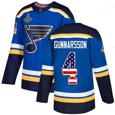 Blues #4 Carl Gunnarsson Blue Home Authentic Usa Flag Stanley Cup Champions Stitched Hockey Jersey