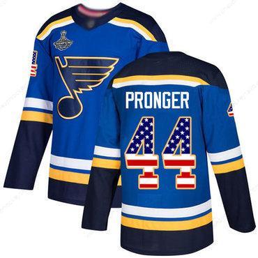 Blues #44 Chris Pronger Blue Home Authentic Usa Flag Stanley Cup Champions Stitched Hockey Jersey