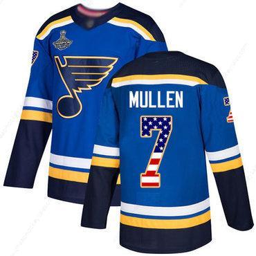 Blues #7 Joe Mullen Blue Home Authentic Usa Flag Stanley Cup Champions Stitched Hockey Jersey