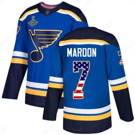 Blues #7 Patrick Maroon Blue Home Authentic Usa Flag Stanley Cup Champions Stitched Hockey Jersey