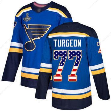 Blues #77 Pierre Turgeon Blue Home Authentic Usa Flag Stanley Cup Champions Stitched Hockey Jersey