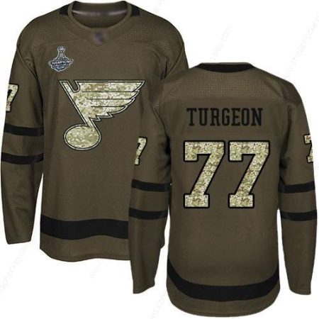 Blues #77 Pierre Turgeon Green Salute To Service Stanley Cup Champions Stitched Hockey Jersey