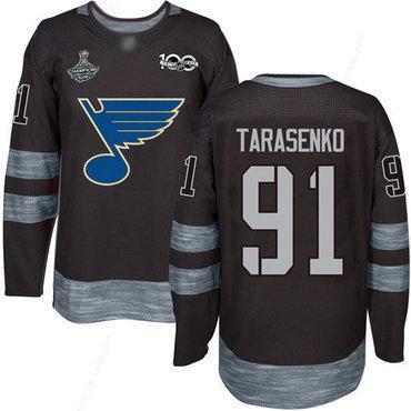 Blues #91 Vladimir Tarasenko Black 1917-2017 100Th Anniversary Stanley Cup Champions Stitched Hockey Jersey