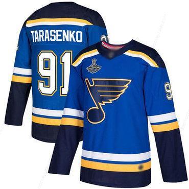 Blues #91 Vladimir Tarasenko Blue Home Authentic Stanley Cup Champions Stitched Hockey Jersey