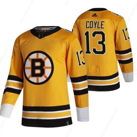 Boston Bruins #13 Charlie Coyle Yellow Men’s Adidas 2020-21 Reverse Retro Alternate NHL Jersey