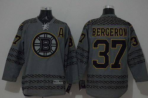 Boston Bruins #37 Patrice Bergeron Charcoal Gray Jersey