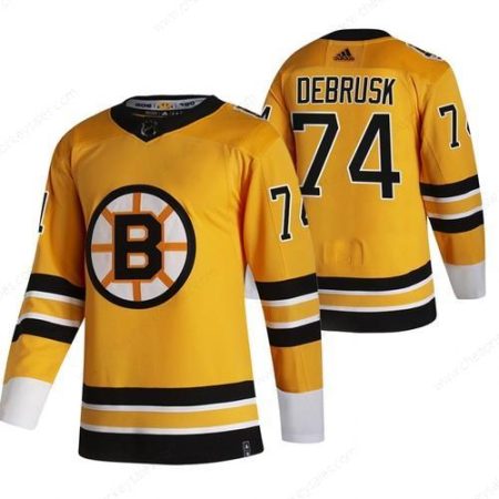 Boston Bruins #74 Jake Debrusk Yellow Men’s Adidas 2020-21 Reverse Retro Alternate NHL Jersey