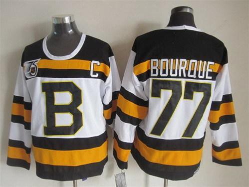 Boston Bruins #77 Ray Bourque White 75Th Throwback CCM Jersey