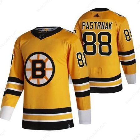 Boston Bruins #88 David Pastrnak Yellow Men’s Adidas 2020-21 Reverse Retro Alternate NHL Jersey