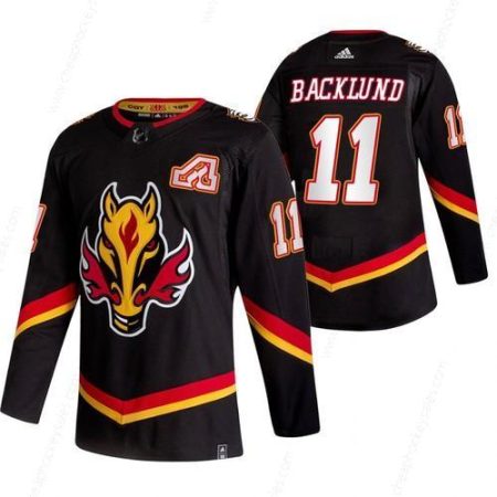 Calgary Flames #11 Mikael Backlund Black Men’s Adidas 2020-21 Reverse Retro Alternate NHL Jersey