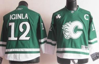 Calgary Flames #12 Jarome Iginla St. Patrick’S Day Green Kids Jersey