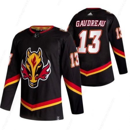 Calgary Flames #13 Johnny Gaudreau Black Men’s Adidas 2020-21 Reverse Retro Alternate NHL Jersey