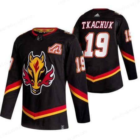 Calgary Flames #19 Matthew Tkachuk Black Men’s Adidas 2020-21 Reverse Retro Alternate NHL Jersey