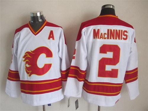 Calgary Flames #2 Al Macinnis White Throwback CCM Jersey