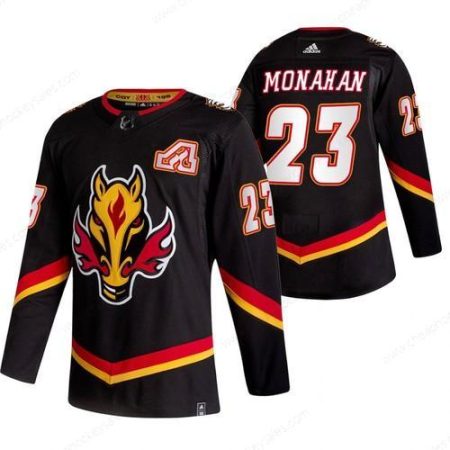 Calgary Flames #23 Sean Monahan Black Men’s Adidas 2020-21 Reverse Retro Alternate NHL Jersey