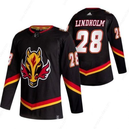 Calgary Flames #28 Elias Lindholm Black Men’s Adidas 2020-21 Reverse Retro Alternate NHL Jersey