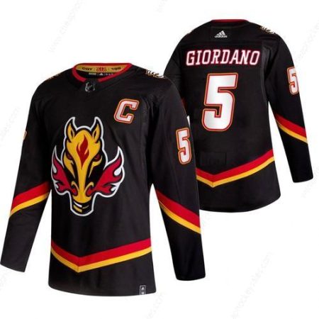 Calgary Flames #5 Mark Giordano Black Men’s Adidas 2020-21 Reverse Retro Alternate NHL Jersey