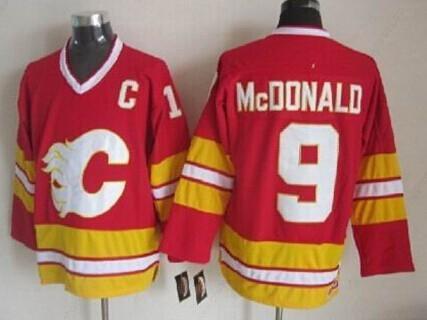 Calgary Flames #9 Lanny Mcdonald Red Third Throwback CCM Jersey