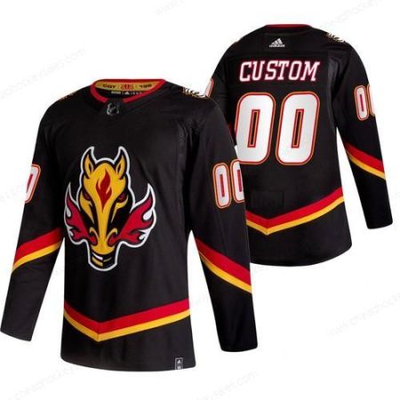 Calgary Flames Custom Black Men’s Adidas 2020-21 Reverse Retro Alternate NHL Jersey