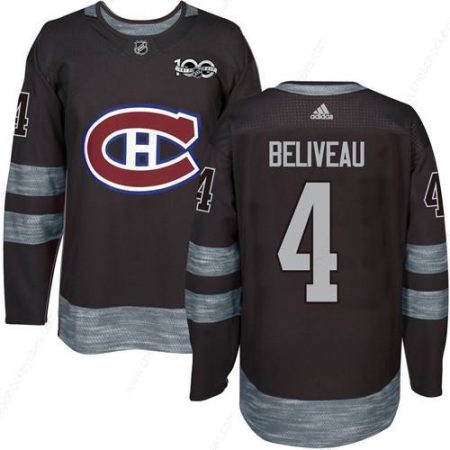 Canadiens #4 Jean Beliveau Black 1917-2017 100Th Anniversary Stitched NHL Jersey