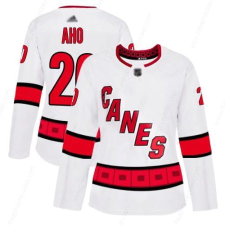 Carolina Hurricanes #20 Sebastian Aho White Road Authentic Women’s Stitched Hockey Jersey