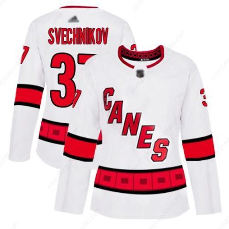 Carolina Hurricanes #37 Andrei Svechnikov White Road Authentic Women’s Stitched Hockey Jersey