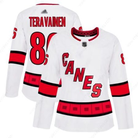 Carolina Hurricanes #86 Teuvo Teravainen White Road Authentic Women’s Stitched Hockey Jersey