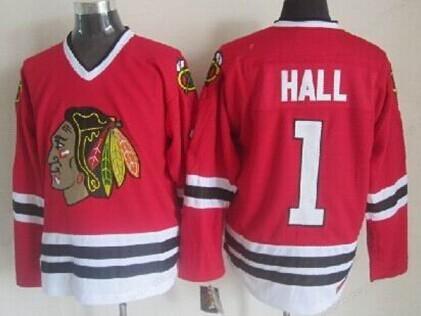 Chicago Blackhawks #1 Glenn Hall Red Throwback CCM Jersey