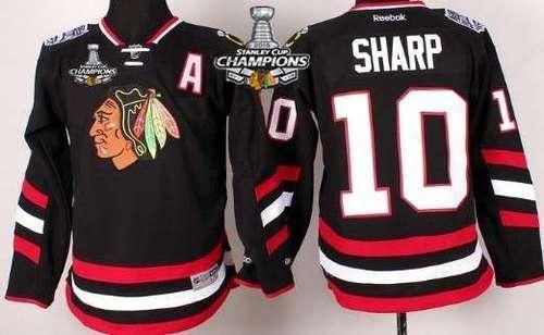 Chicago Blackhawks #10 Patrick Sharp 2014 Stadium Series Black Kids Jersey W#2#2015 Stanley Cup Champion Patch