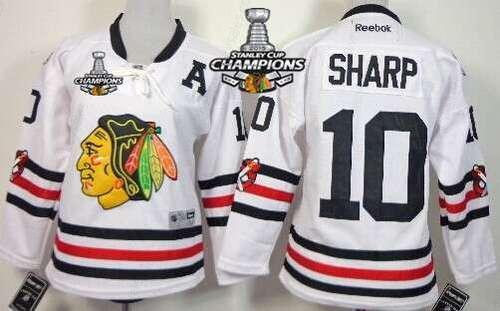 Chicago Blackhawks #10 Patrick Sharp 2015 Winter Classic White Kids Jersey W#2#2015 Stanley Cup Champion Patch