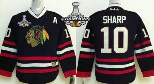 Chicago Blackhawks #10 Patrick Sharp Black Kids Jersey W#2#2015 Stanley Cup Champion Patch