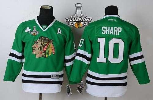 Chicago Blackhawks #10 Patrick Sharp Green Kids Jersey W#2#2015 Stanley Cup Champion Patch