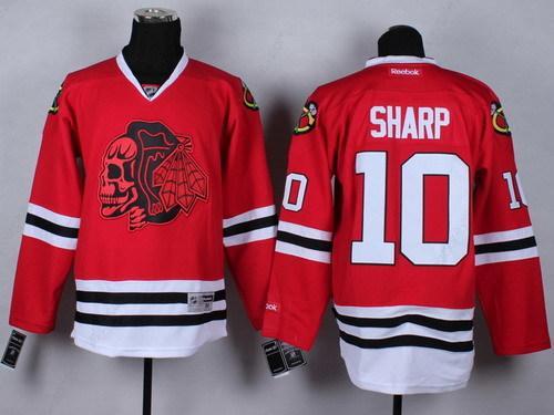 Chicago Blackhawks #10 Patrick Sharp Red With Red Skulls Jersey