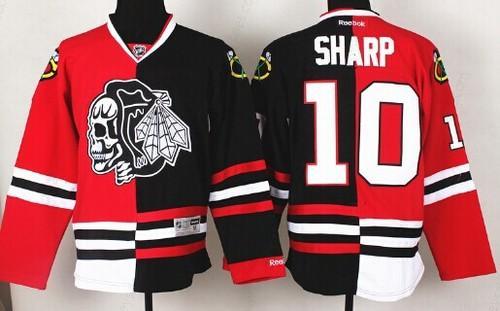 Chicago Blackhawks #10 Patrick Sharp Red#2#Black Two Tone With Black Skulls Jersey