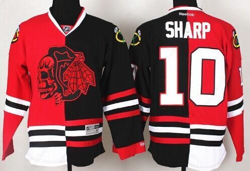 Chicago Blackhawks #10 Patrick Sharp Red#2#Black Two Tone With Red Skulls Jersey