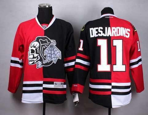 Chicago Blackhawks #11 Andrew Desjardins Red#2#Black Two Tone With Black Skulls Jersey