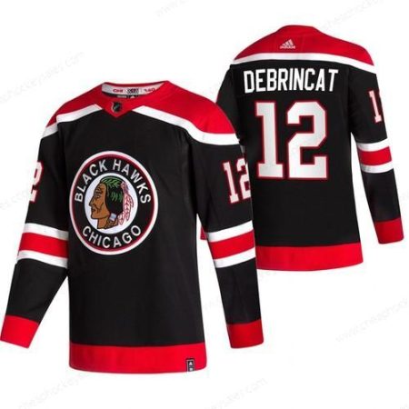 Chicago Blackhawks #12 Alex Debrincat Black Men’s Adidas 2020-21 Reverse Retro Alternate NHL Jersey