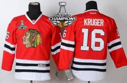 Chicago Blackhawks #16 Marcus Kruger Red Kids Jerseyw #2#2015 Stanley Cup Champion Patch