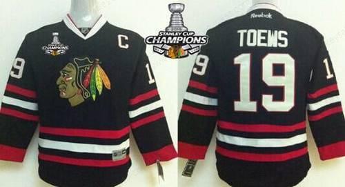 Chicago Blackhawks #19 Janathan Toews Black Kids Jersey W#2#2015 Stanley Cup Champion Patch